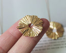 10pcs Real 18K Gold Plated Hollow Round Charm, Sunshine Pendant, 23MM,Sun Charm