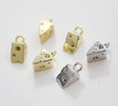 6pcs Real 18K Gold Plated Cheese Charm, Gold Initial Charm, Vermeil Cheese Pendant, Food, Dessert,Cake