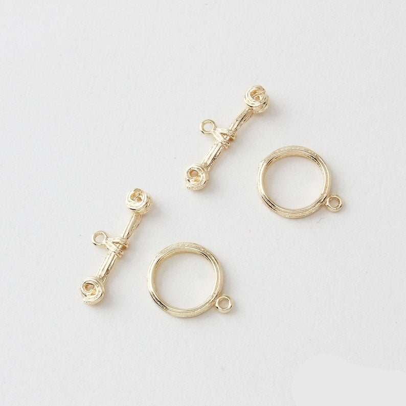 4set,Real Gold Plated Brass Toggle Clasp, Clasp Set, Large Clasp , Easy Close Clasp Connector for Bracelet/Necklace, Jewellery Clasps