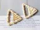 4pcs Natural Rattan Wood Earring Hoops,triangle,Round Wooden Charms Handwoven Circle Findings Woven Boho Jewelry Making Blanks