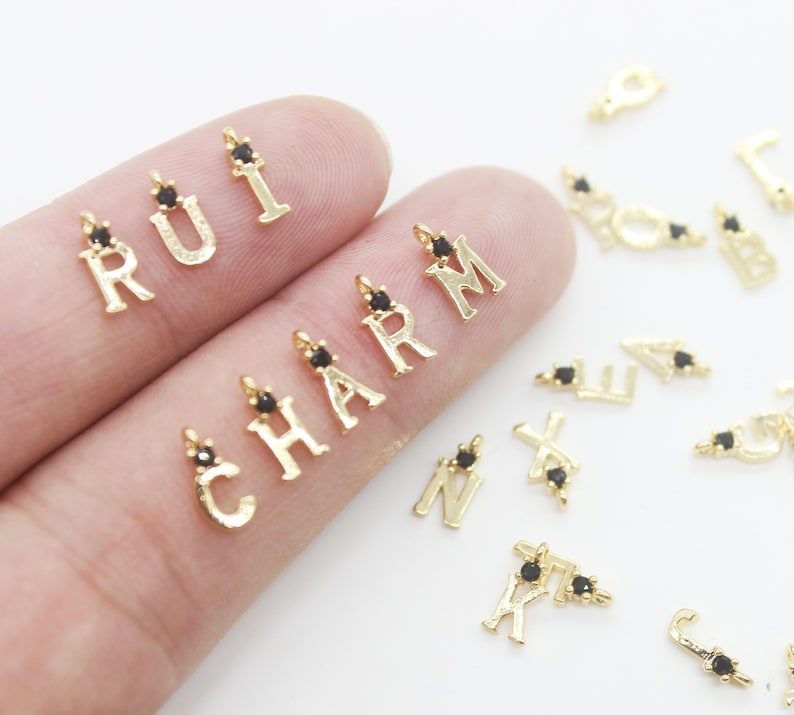 26PCS/set Real Gold Plated Zircon Initial Letter Charms,cz Pave Letter Charm,Tiny Letter Charms,Words Bracelet/Necklace Diy,Letter Finding