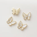 4pcs Real gold Plated Opal Butterfly Charm, Pearl White Butterfly, Pearl Butterfly Charm, Necklace Pendant, Bracelet Charm