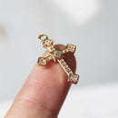 10pcs Real Gold Plated Cross Charm,Gold Initial Charm,Vermeil Cross Pendant,Tiny Gold Cross,cz pave Cross Charm