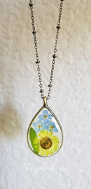 forget me nots,resin jewelry,real butterfly necklace,pressed flower jewelry,real flower necklace,pressed flower necklace,real flower jewelry