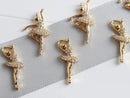 6pcs Real Gold Plated Ballet Girl Charm, CZ Pave Ballet Girl Pendant, Bracelets Finding,Trendy Charm,Gold Initial Charm