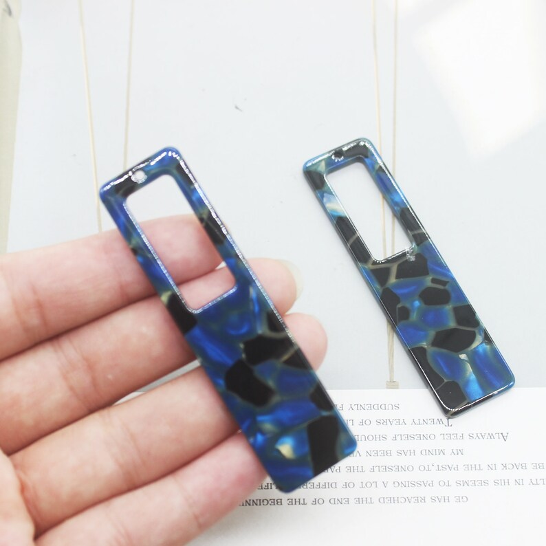 6pc Long Bar Charms Rectangle Stick Cellulose Acetate Colorful Charm Plastic Pendant Resin Acrylic Pendant Diy Jewelry Accessories