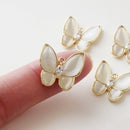 4pcs Real gold Plated Opal Butterfly Charm, Pearl White Butterfly, Pearl Butterfly Charm, Necklace Pendant, Bracelet Charm