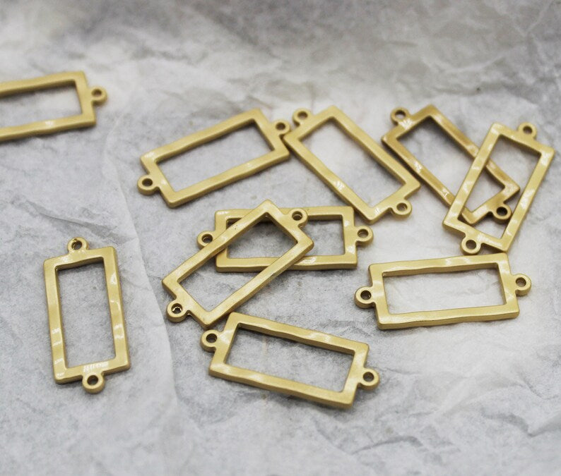 10pcs Matt gold plate rectangle charm, rectangle connector, link