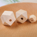 100PCS 10MM/12MM/14MM/16MM/18MM/20MM Faceted Octagon Wood Bead, Natural Wooden Bead Charm