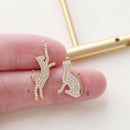 6pcs Real 18K Gold Plated Cat Charm,CZ PAVE Cat, Zircon Cat Charm,Animal Charm, Cat Drop,Jewelry Making