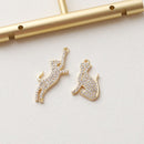 6pcs Real 18K Gold Plated Cat Charm,CZ PAVE Cat, Zircon Cat Charm,Animal Charm, Cat Drop,Jewelry Making