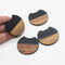 4pcs Epoxy Resin Pendants, Semi Translucent Black Resin Findings, Wood and Resin Pendant, Color Blocked, Large Round Charm