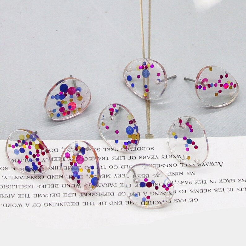 10pcs Alien Acetate Celluloid Earring Ear Stud Cellulose Acetate Colorful Charm Diy Jewelry Accessories Craft Supplies