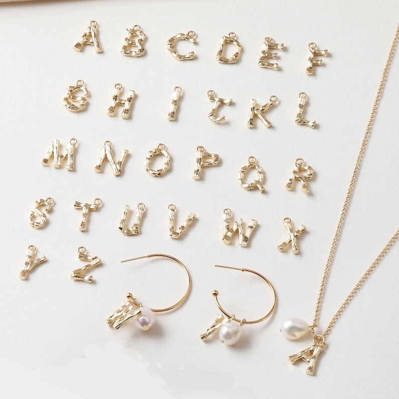 5pcs Real 18K Gold Plated Letter Charm,Gold Initial Charm,Vermeil Letter Pendant,Gold Initial Charms,Capital A-Z 10*12mm