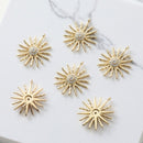 6pcs Real Gold Plated Sun Charm , CZ Pave Sun Charm,Bracelet Necklace Pendant, Sunflower Charm,Plant,Gold Plated Over Brass