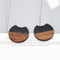 4pcs Epoxy Resin Pendants, Semi Translucent Black Resin Findings, Wood and Resin Pendant, Color Blocked, Large Round Charm