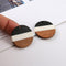 4pcs Epoxy Resin Pendants, Semi Translucent White Resin Findings, Wood and Resin Pendant, Color Blocked, Large Round Charm