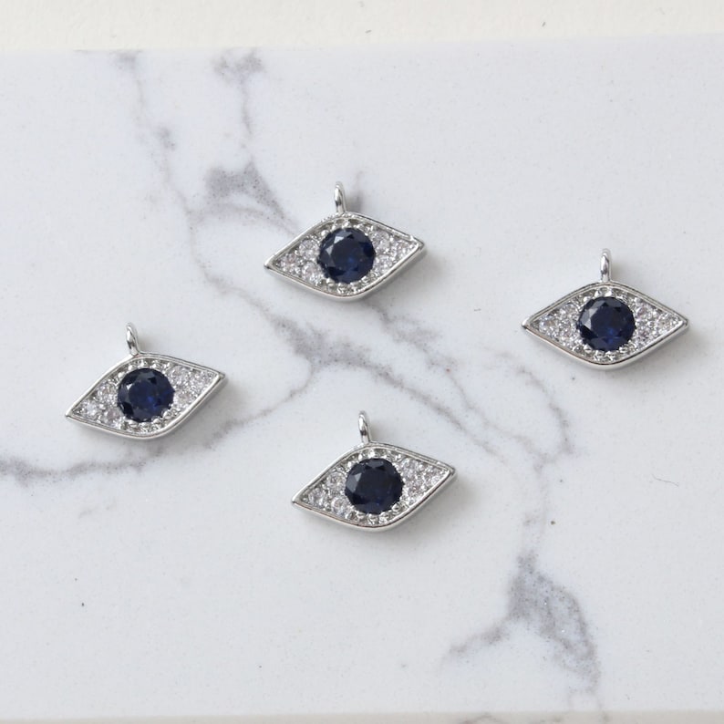 10pcs Real 18K Gold Plated Evil Eye Charm,Gold Initial Charm,Blue Evil Eye,Vermeil Evil Eye Pendant,cz Pave Evil Eye Pendant, Finding