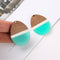 4pcs Epoxy Resin Pendants, Teardrop Translucent White Resin Findings, Wood and Resin Pendant, Color Blocked, Large Round Charm