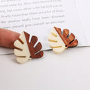 4pcs Tortoise Leaf shape Epoxy Resin Pendants, Semi Translucent White Resin Findings, Wood and Resin Pendant, Large Leaf Charm