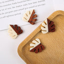 4pcs Tortoise Leaf shape Epoxy Resin Pendants, Semi Translucent White Resin Findings, Wood and Resin Pendant, Large Leaf Charm