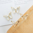 Upgrade 2pcs Real Gold Plated Crystal Butterfly Charm, Butterfly Connector, Glass Butterfly, Necklace Pendant