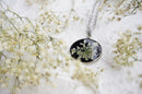 Queen Annes Lace Necklace Pendant | REAL Pressed Flower Necklace | Black and White Collection | Boho Wedding Jewelry by Pressed Wishes