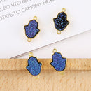 10PCS Imitation Druzy Hamsa Hand Charm, Druzy Connector, Resin Druzy Pendant Charm Drop, Bezel Gem Druzy, Link, Jewelry Findings