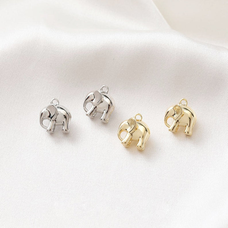 6pcs Real 18K Gold Plated Elephant Charm, Animal Charm, Elephant Drop,Jewelry Making