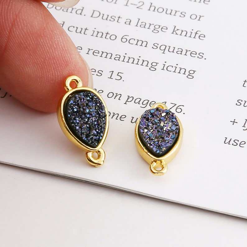 10PCS Imitation Druzy Teardrop Charm, Druzy Connector, Resin Druzy Pendant Charm Drop, Bezel Gem Druzy, Link, Jewelry Findings