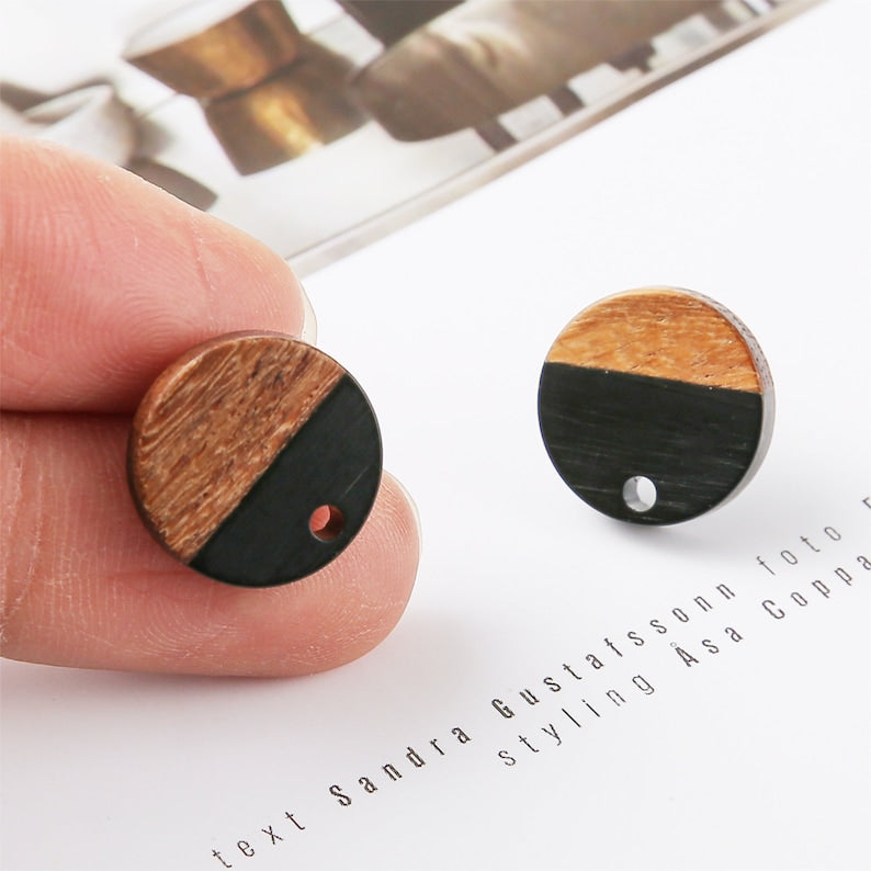 10pcs Round Wood Earrings, Ear Wire, Earrings Post,14mm Wood Earrings Studs,Diy Jewelry Accessories Craft Supplies