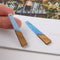 4pcs Epoxy Resin Pendants, Long Stick Translucent White Resin Findings, Wood and Resin Pendant, Color Blocked, Long BarCharm