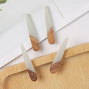 4pcs Epoxy Resin Pendants, Long Stick Translucent White Resin Findings, Wood and Resin Pendant, Color Blocked, Long BarCharm