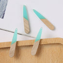 4pcs Epoxy Resin Pendants, Long Stick Translucent White Resin Findings, Wood and Resin Pendant, Color Blocked, Long BarCharm