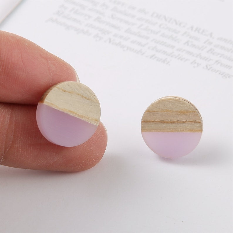 10pcs Round Wood Earrings, Ear Wire, Earrings Post,14mm Wood Earrings Studs,Diy Jewelry Accessories Craft Supplies