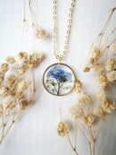 Forget Me Not Necklace,dainty Forget Me Not Jewelry, Real Flower Jewellery,Resin Jewelry, unique birthday gift, Real Pressed Flower Necklace