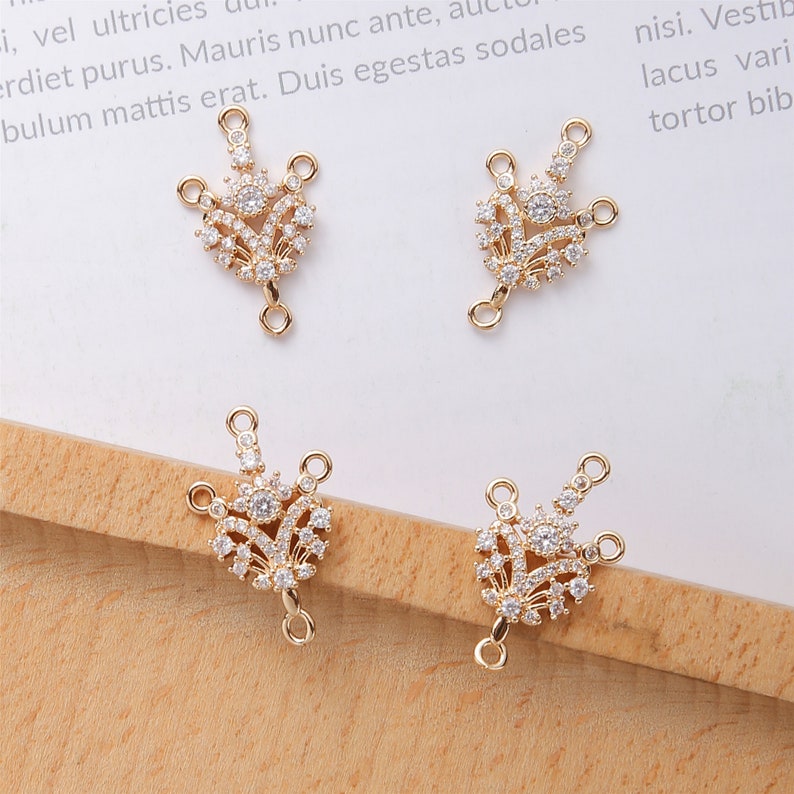 10pcs cz pave Leaves charm,bracelet necklace pendant,pave charm,gold plated over brass