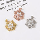 10PCS Real Gold Plated Cubic Zirconia Snowflake Charms,CZ Pave Flower Pendant