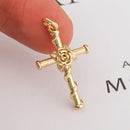 6pcs Real Gold Cross Charm Pendant, Rose Flower Cross Charm, Necklace Pendant,Faith,Religious,Royal Cross Charm,Nickel-free, high quality