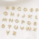 5PCS Real Gold Plated Cubic Zirconia Initial Letter Uppercase Letter Charms,Add A Charm,Tiny mini Initial Charms 26 Letters No Tarnish