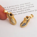 4pcs Nickel Free Real 18K Gold Plated Shoes Charm,Gold Initial Charm,Vermeil Shoes Pendant,cz pave Shoes Charm,high quality