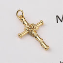 6pcs Real Gold Cross Charm Pendant, Rose Flower Cross Charm, Necklace Pendant,Faith,Religious,Royal Cross Charm,Nickel-free, high quality