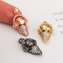 6pcs Real Gold Plated Ghost Charm Pendant CZ Pave Ghost Charm