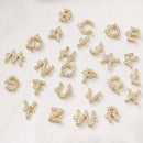 5PCS Real Gold Plated Cubic Zirconia Initial Letter Uppercase Letter Charms,Add A Charm,Tiny mini Initial Charms 26 Letters No Tarnish