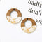 4pcs Epoxy Resin Pendants, Semi Translucent White Resin Findings, Wood and Resin Pendant, Color Blocked, Large Round Charm