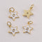 6pcs Nickel Free Real Gold Plated White Enamel Stars Charm,Gold Initial Charm,Vermeil Star Pendant,Tiny Gold Star, Zircon Star