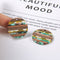 4pcs Epoxy Resin Pendants, Round Translucent White Resin Findings, Wood and Resin Pendant, Color Blocked, Large Round Charm