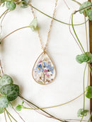 Preserved forget-me-not pendant necklace on gold plated chain / boho chic / pressed flowers / jewellery / floral