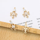 10pcs cz pave Leaves charm,bracelet necklace pendant,pave charm,gold plated over brass