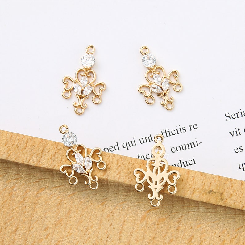 10pcs cz pave Leaves charm,bracelet necklace pendant,pave charm,gold plated over brass